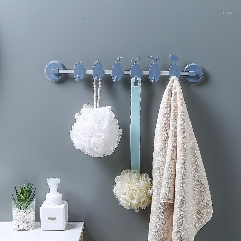 

PP Creative Plant Style Key Holder Wall Free Of Punch Slideable Sucker Hook Waterproof Hanging Hanger Kitchen Wall Storage Hook1