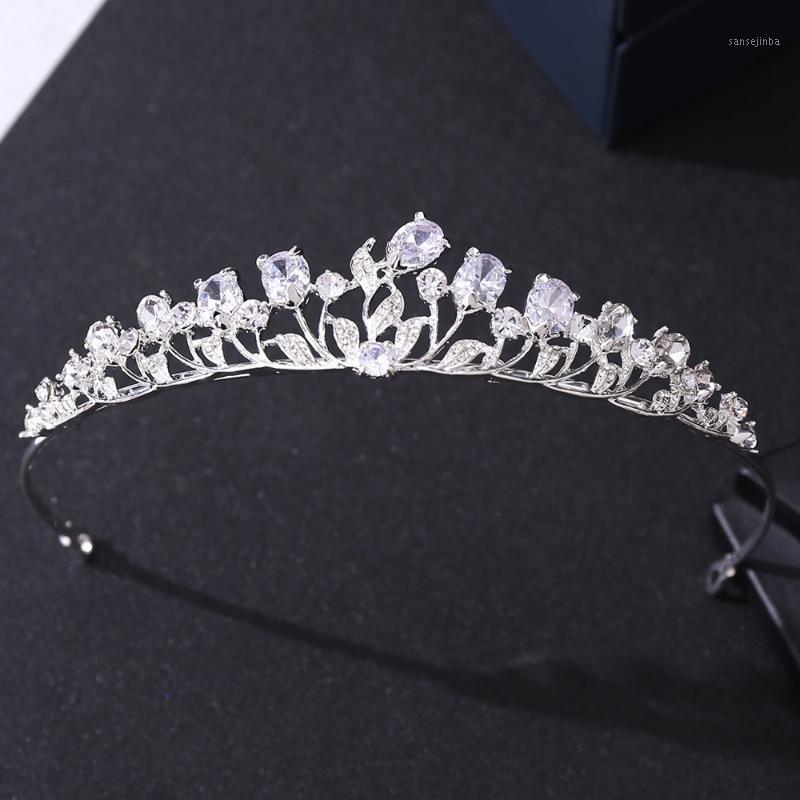 

Hair Clips & Barrettes Rhinestone Crystal Zircon Bridal Crowns And Tiaras Leaf 3A CZ Birthday Headdress Accessories HQ0228