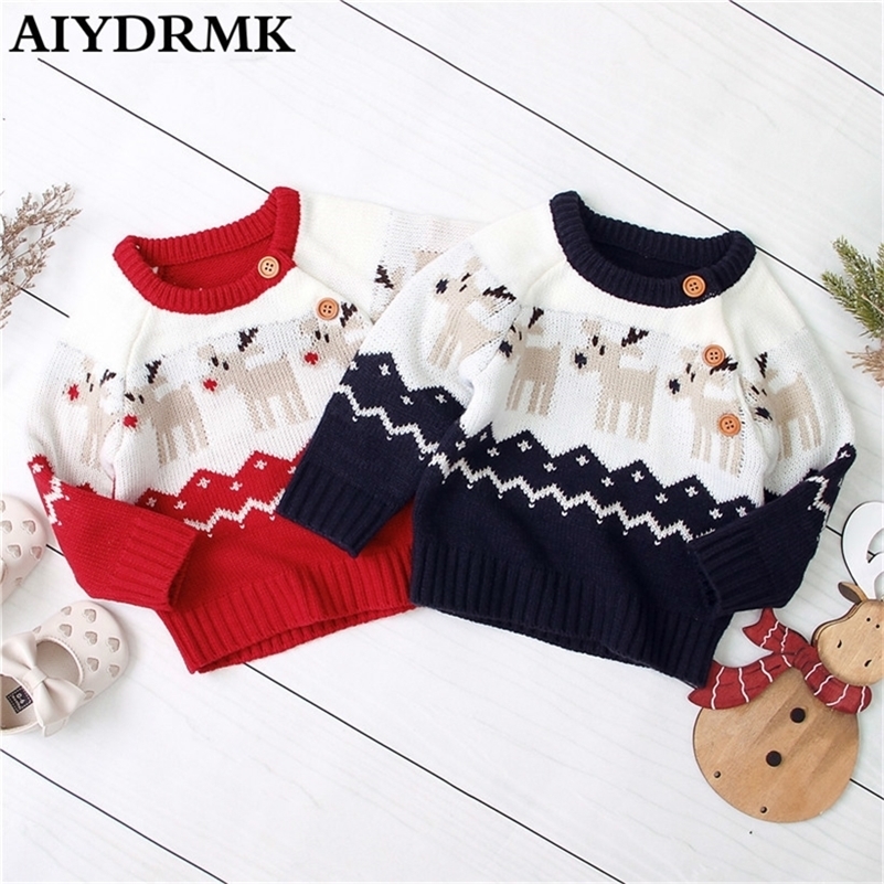 

Newborn Christmas Sweater Knitted Baby Clothes Baby Boys Sweaters Deer Girls Cardigan Toddler Boy Sweater Kids Knitwear Jumper 201109, Red