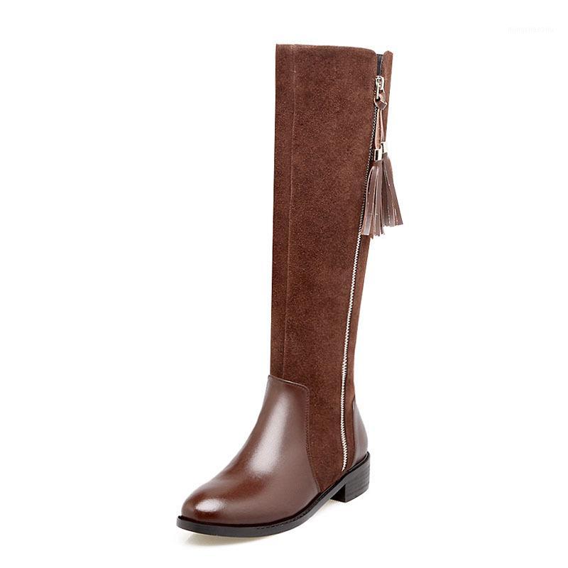 

SunNY Everest women shoes knee-high leather flat winter boots 2020 black warm non-slip size 35-431, Brown