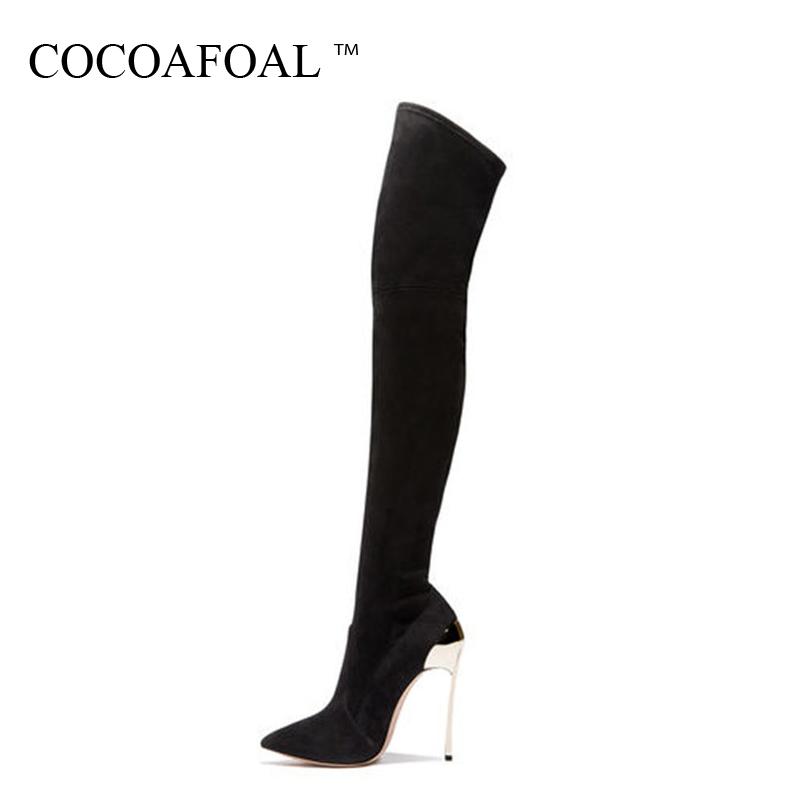 

COCOAFOAL Women's Thigh High Boots Sexy Winter Woman High Heel Shoes Plus Size 33 43 Black Fashion Sexy Over The Knee Boots 2020