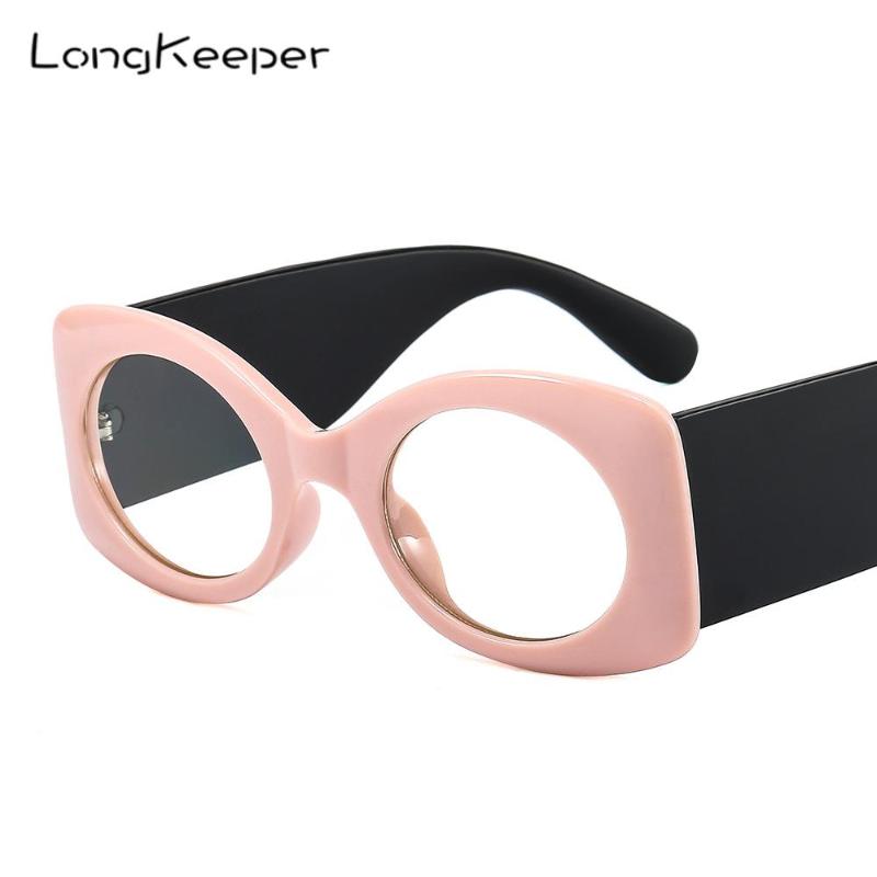 

Women Men Retro Oval Glasses Frame Black Pink Clear Lens Eyeglasses Fashion Wide Legs Eyewear Optical Spectacle Frames