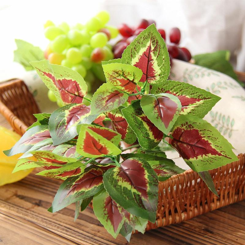 

Artificial Plant Fake Foliage False Flower Leaves Bouquet Plastic Leaf Home Office Decorations, No.2