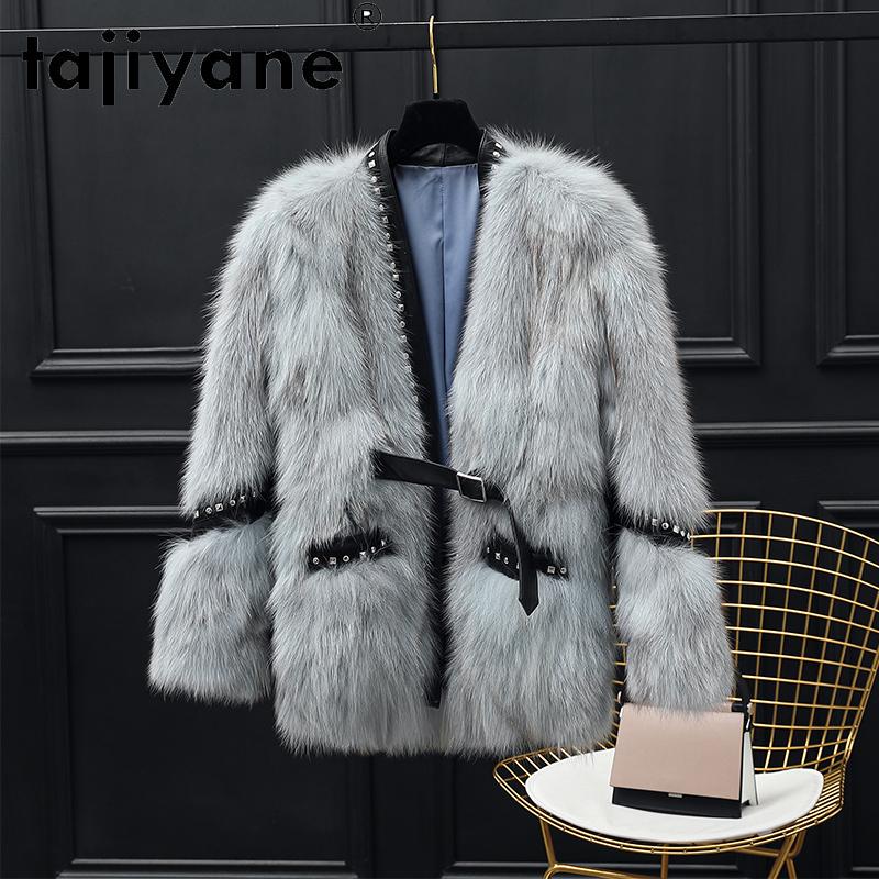 

Tajiyane Women' Jacket 2020 Real Fur Coats for Women 100% Fur Jackets Woman Sheepskin Coat Luxury Mulheres Casacos TN1509, Blue