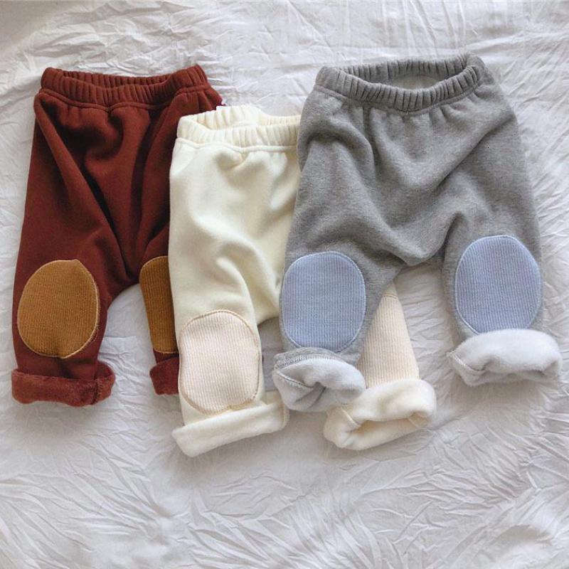 

2021 New Winter Baby Kids Boys and Girls Patch Leggings Warm Toddler Trousers Comfortable Cotton Casual Elastic Waist Pp Pants Ogc1, Gray
