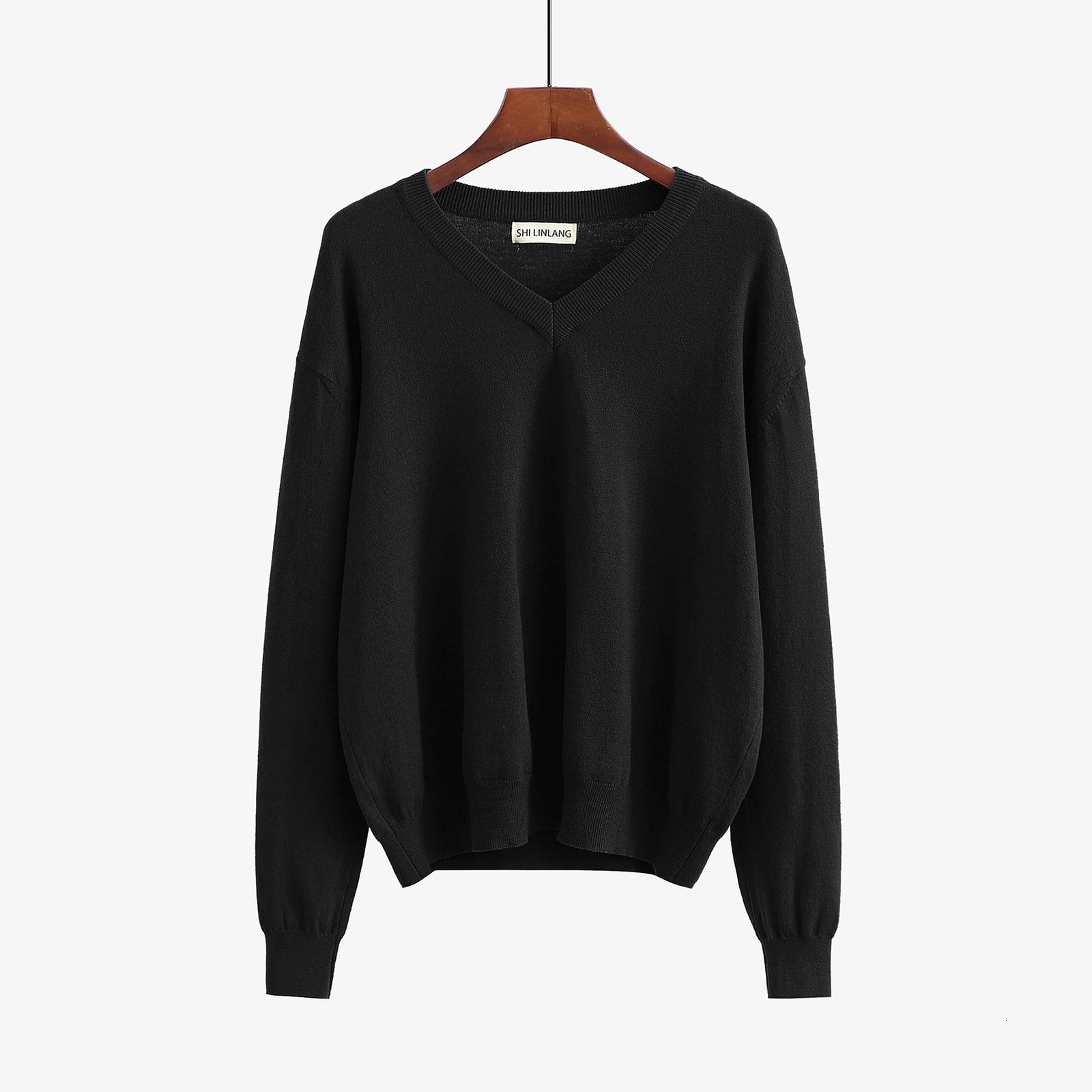 

2021 New Autumn Winter V-neck Thick Pullovers Women Long Sleeve Casual Mesh Patchwork Sweater Knit Jumpers Top Th02, Red