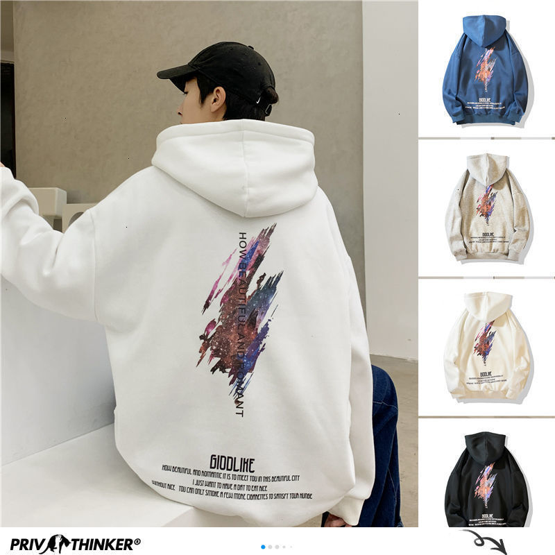 

2021 New Japanese Graphic Printed Men Hooded Sweatshirts Autumn New Man Casual Long Sleeve Hoodies Oversized Male Tops GYFN, White
