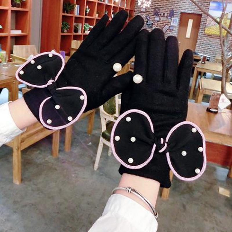 

Winter Women Gloves Fashion Ladies Driving Touchscreen Gloves Cute Warm Mitten Pink Black Full Finger Female AGL2101