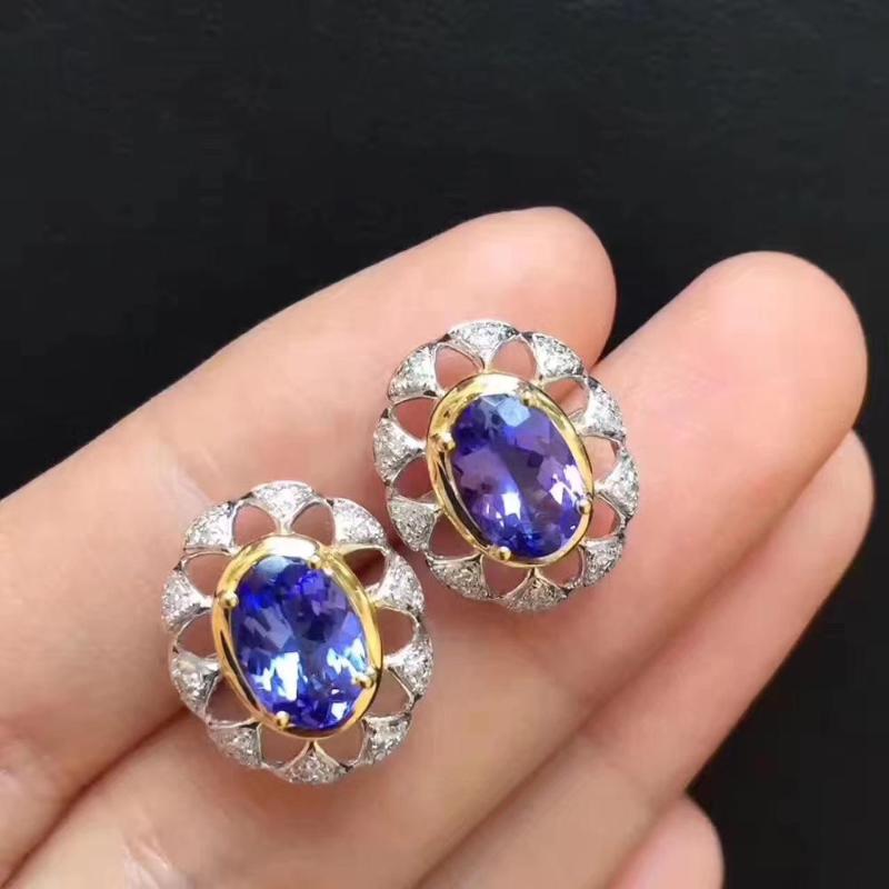 

100% Natural and real Tanzanite Earring 925 sterling silver Fine jewelry Engagement Jewelry
