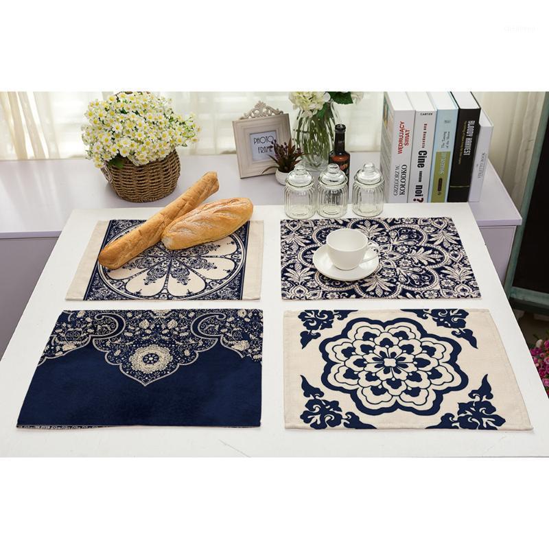 

Lychee 42*32cm Porcelain Series Placemat Table Mat Anti-scalding Pad DIY Kitchen Decoration Dining Accessories1