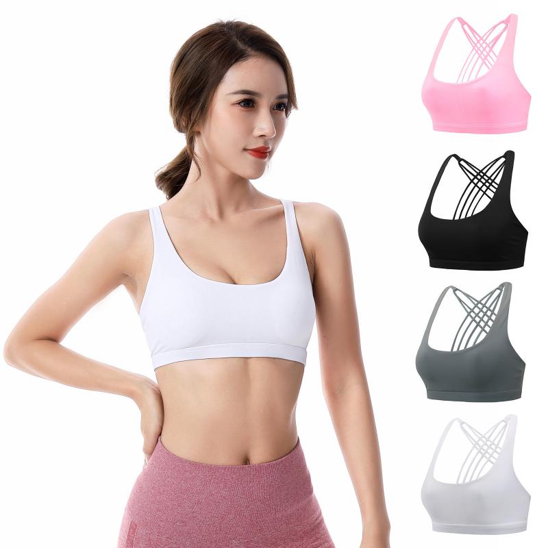 

Sports Bras For Woman Bras With String Quick Dry Shockproof Running Fitness Large Size Underwear Sujetador Deportivo Mujer @40, Black