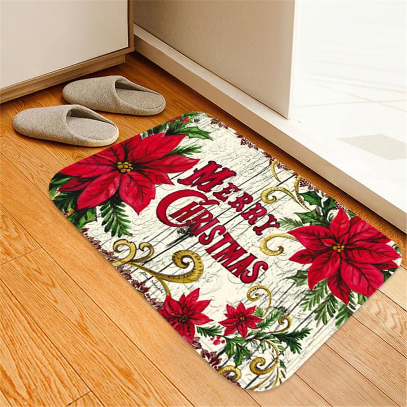 

Carpet Christmas Carpet Kitchen Doorway Bathroom Floor Floor Mat Print Flannel soft anti-slip living room 40x60cm