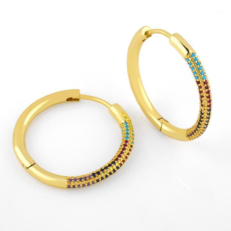 

Hoop & Huggie FLOLA Gold Crystal Earrings For Women Cubic Zirconia Large Hoops Round Circle Bling Luxury Jewelry Gifts Ersu891