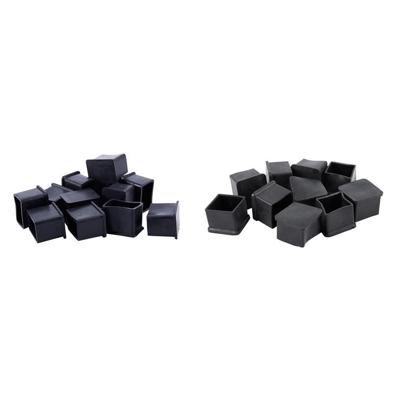 

10Pcs 30X30Mm Rubber Desk Chair Leg Foot Cover Holder & 12 Pcs Furniture Chair Table Rectangle Leg Foot 20Mmx30Mm