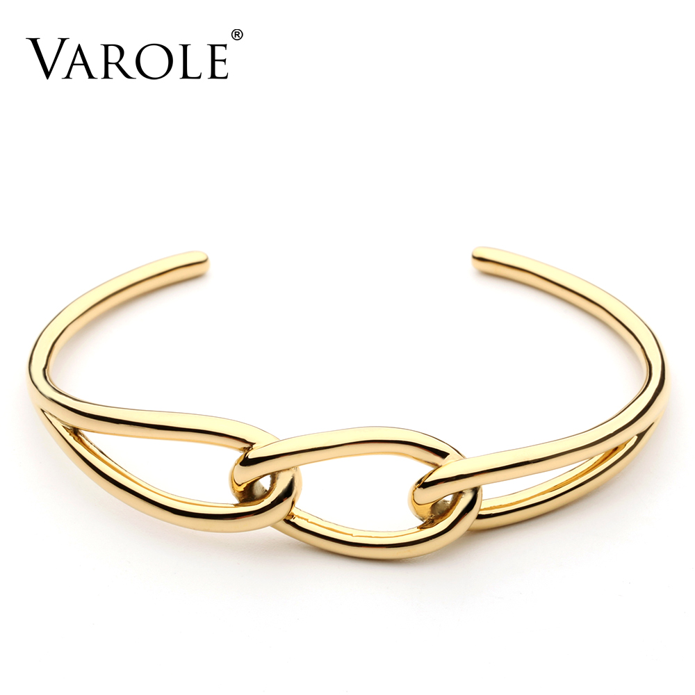 

VAROLE Knot Cuff Manchette Gold/Silver Color Bangle Bracelet For Women Jewelry Wholesale Pulseiras