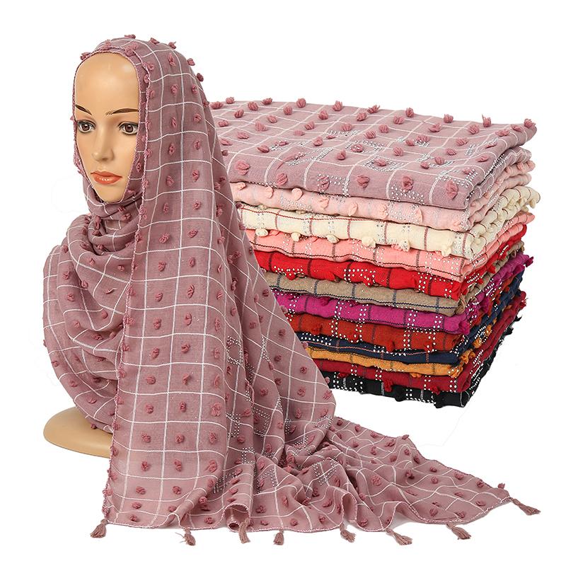 

Wool Ball, plaid, cotton and linen ladies, Muslim hot, diamond, hair, beard, wrap, Shawl, 12 colors, mixed colors