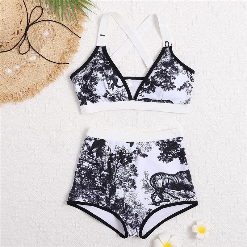 

2021 new Women's Swimwear Letter fashion Swimwear Bikini For Women Letter Swimsuit Bandage Bi quinis Sexy Bathing Suit, White;black