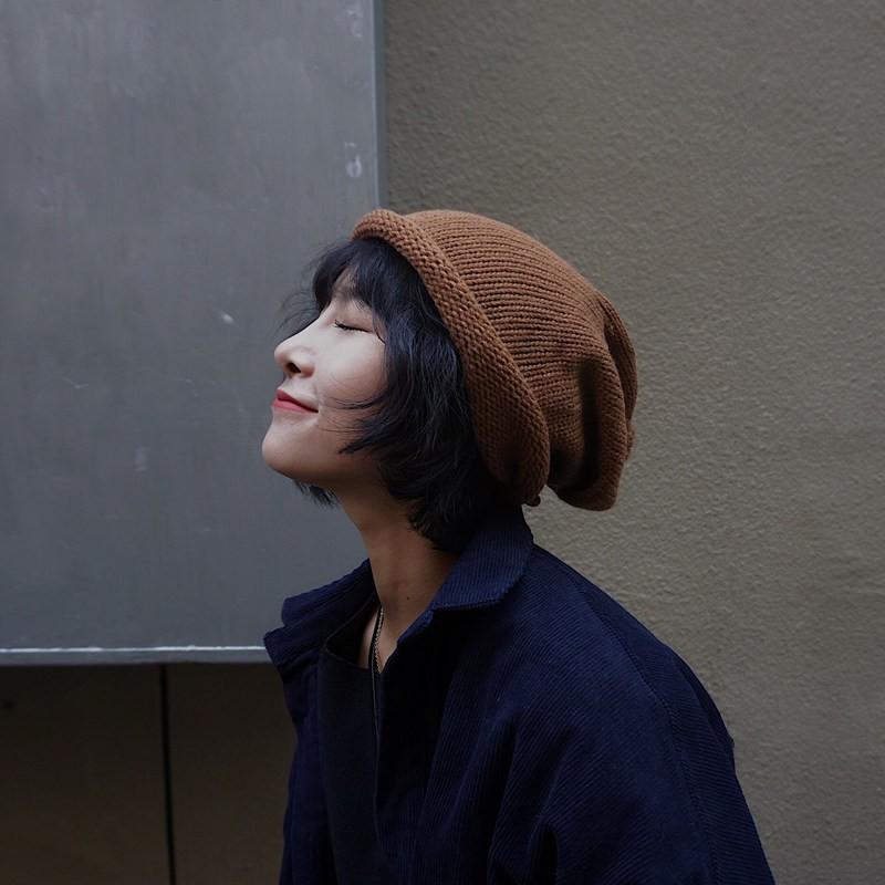 

Autumn / Winter Solid Color Ear Hats Japanese Crimping Pile Caps Warm Knitted Woolen Hat Bonnets For Women SA295, Black