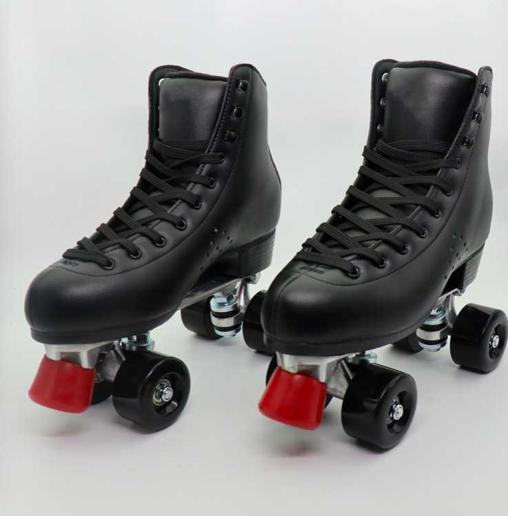 

Double row skates aluminum alloy base roller skates rubber brake men and women roller black four-wheel