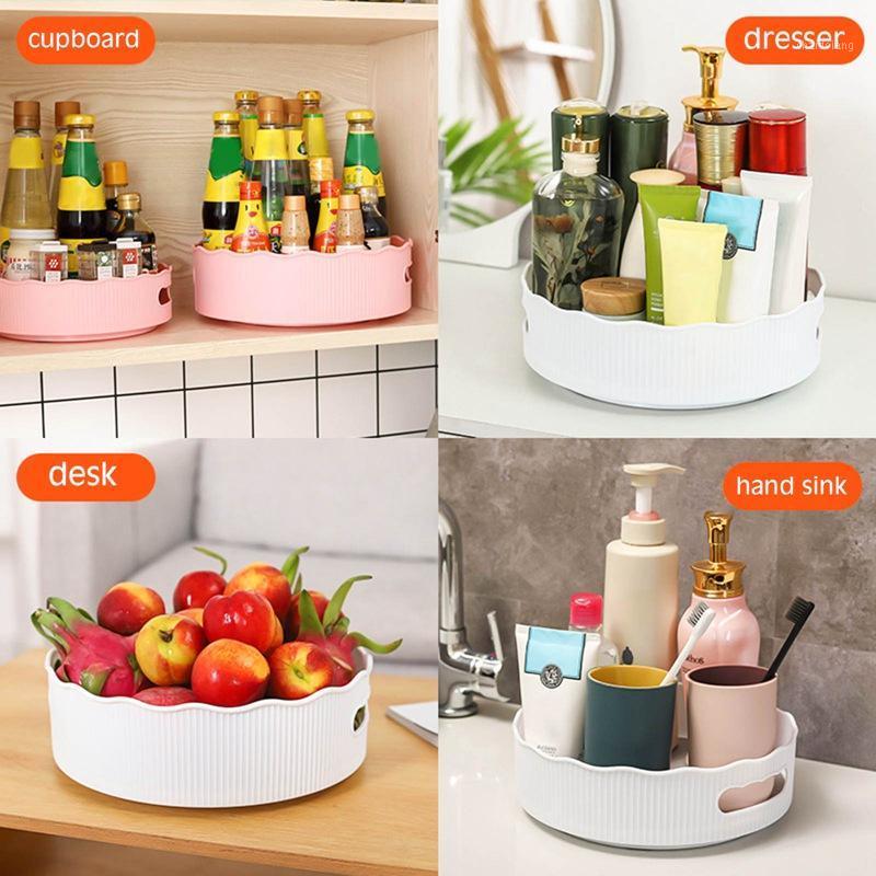 

Spinning Lazy Plastic Turntable Storage Tray Rotating Organizer for Desktop Storage Fruit Tray Cosmetic Display Bin1