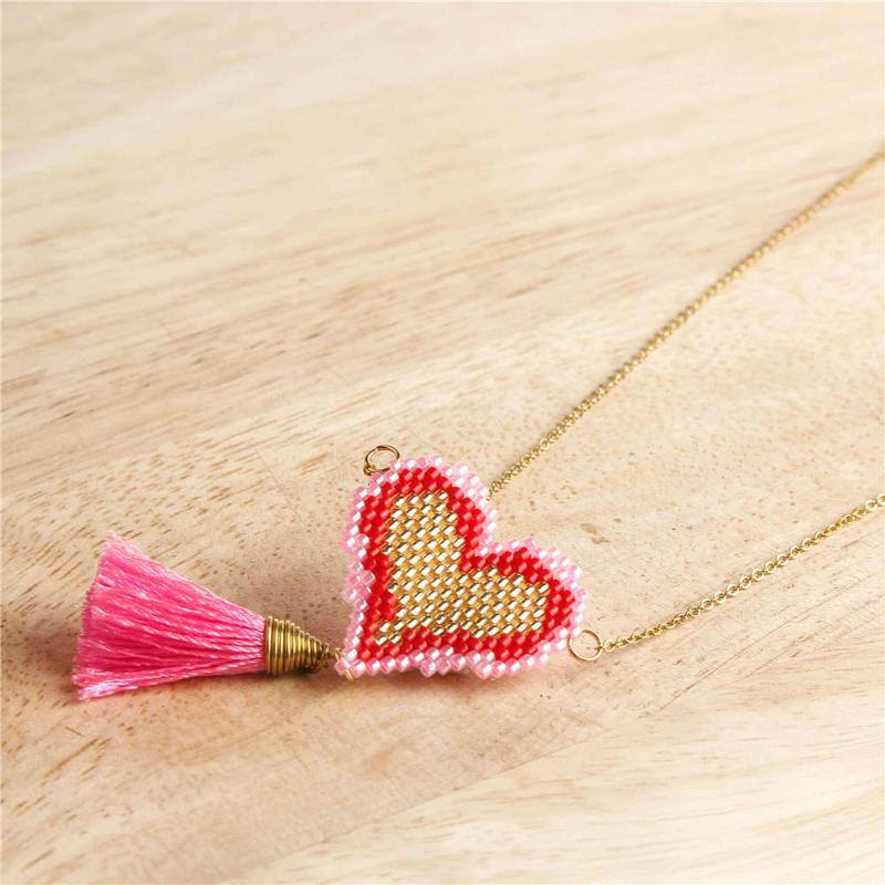 

Go2boho MIYUKI Heart Necklaces Women Pink Collares De Moda 2020 Bohemian Necklace Choker Gold Chain Jewelry miyuki Joyeria
