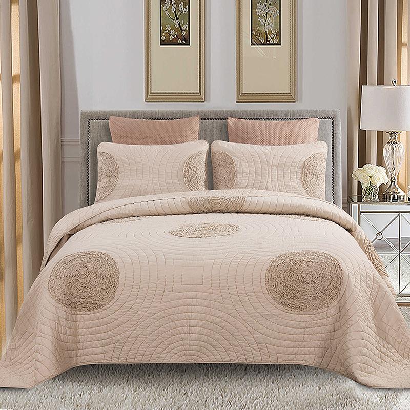 

3Pieces King Queen Size 100%Cotton Quilt Handmade Applique Floral Chic Quilted Bedspread Pillow Shams Shabby Bed set Coverlet