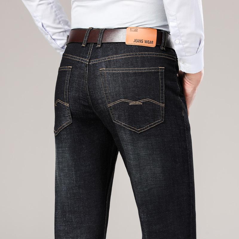

2021 Men Business Casual Stretch Jeans Washed Straight Jeans Pants Outdoor Leisure Male Denim Trousers Trendy Homme,1123, Black