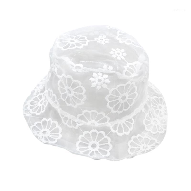 

Flower Baby Hat Kids Children Girls Cap Cotton Floral Bowknot Baby Girl Sun Hat Bucket Caps Bonnet1, White