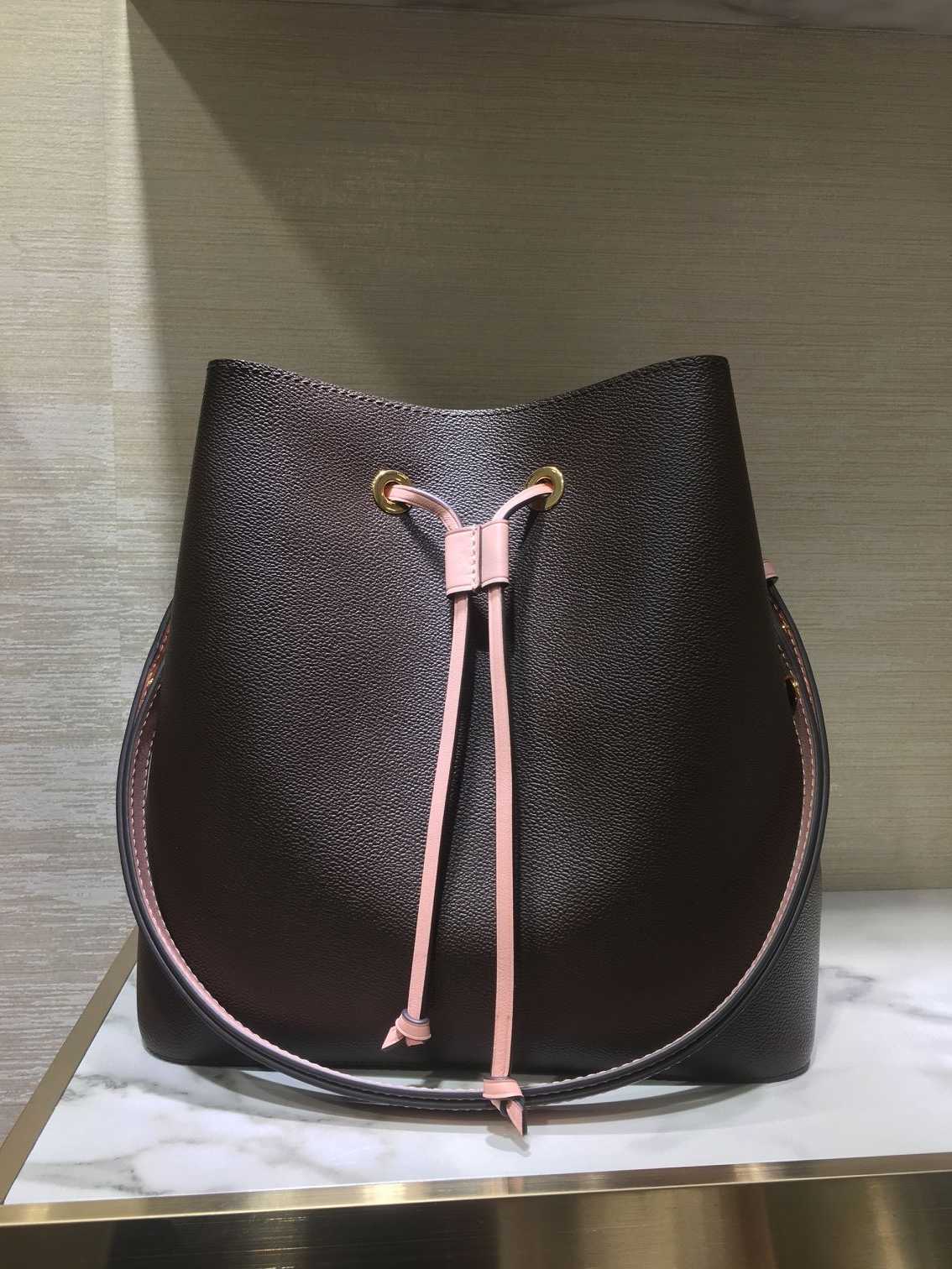 

High quality solds luxurys designers Fashions Bags NEONOE Bucket Handbags flower Purses Women Tote Brand Letter Genuine Leather Shoulderbags, Red