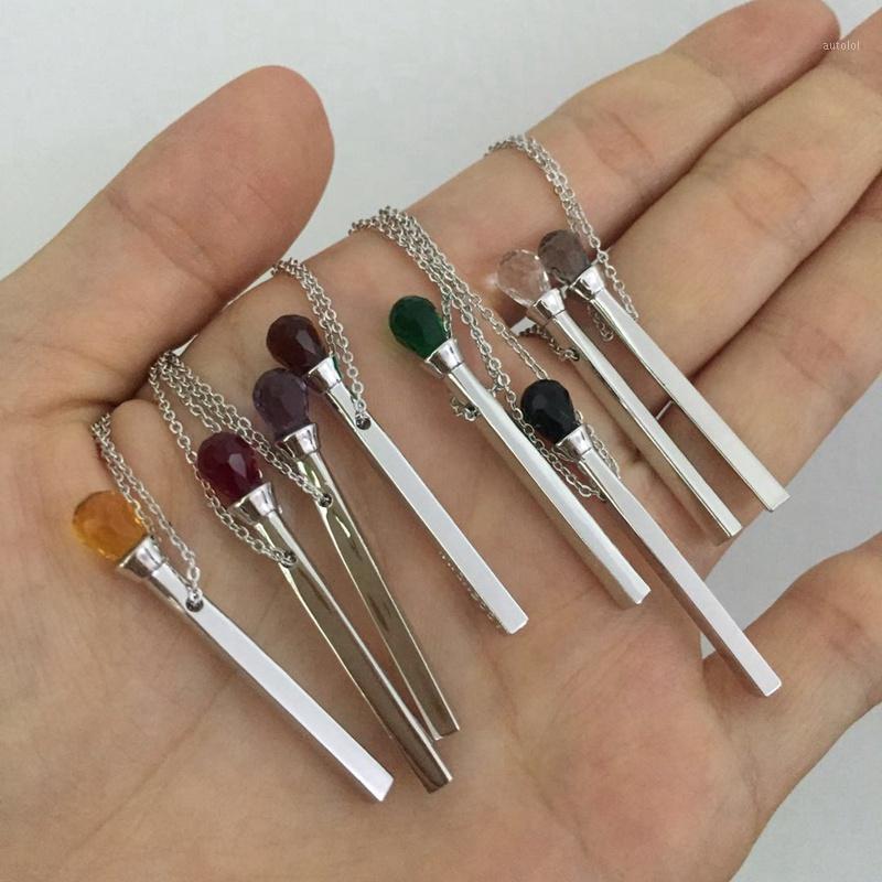 

New Colorful Crystal Match Head Collar Necklace Copper Chain Green Red Charm Simple Fire Match Stick Women Wedding Jewelry1