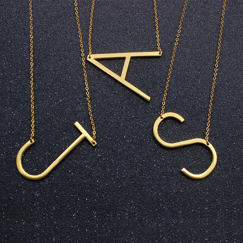 

26Letter Alphabet Pendant Necklace Gold Iron Alloy Metal Charm For Women Fashion Jewelry Accessories Gifts N O P Q R S