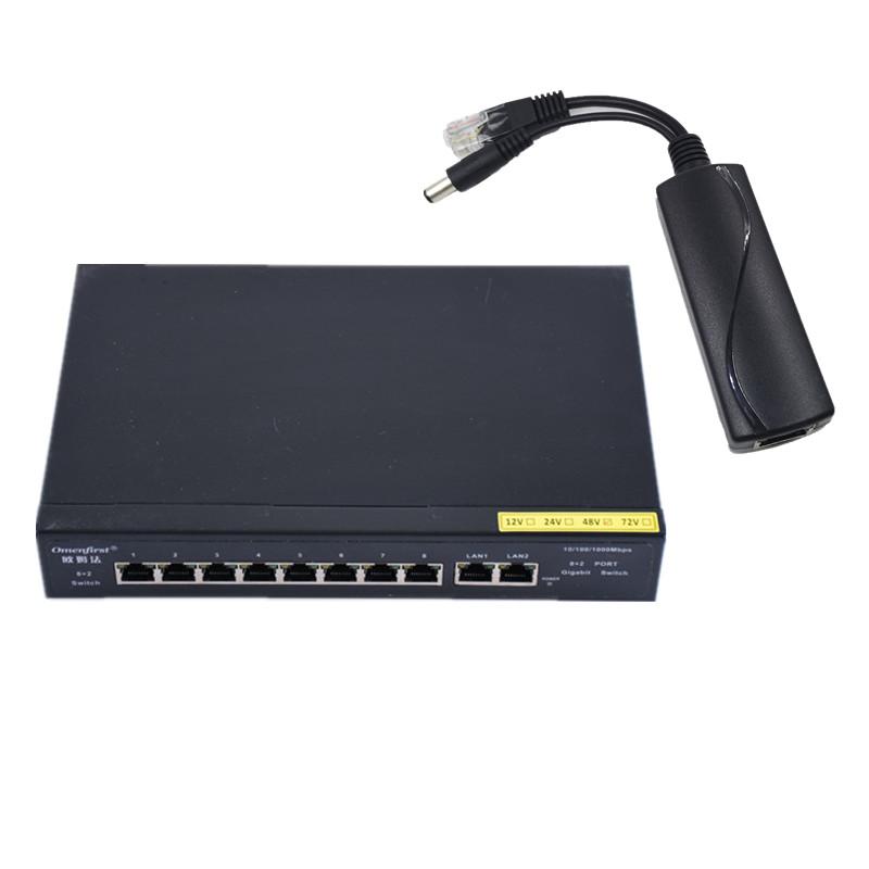 

4 POE 48v 10 port gigabit unmanaged poe switch 8*10/100 mbps poort; 2*10/100/1000 mbps UP Link poort; NVR poort 280M