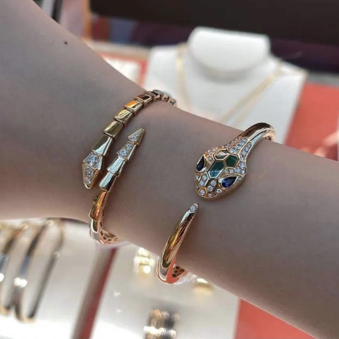 

BUIGARI snake bangle high quality 18K gold plated Natural gemstones malachite white fritillary jewelry Bangle for woman Bracelets luxury designer premium gifts