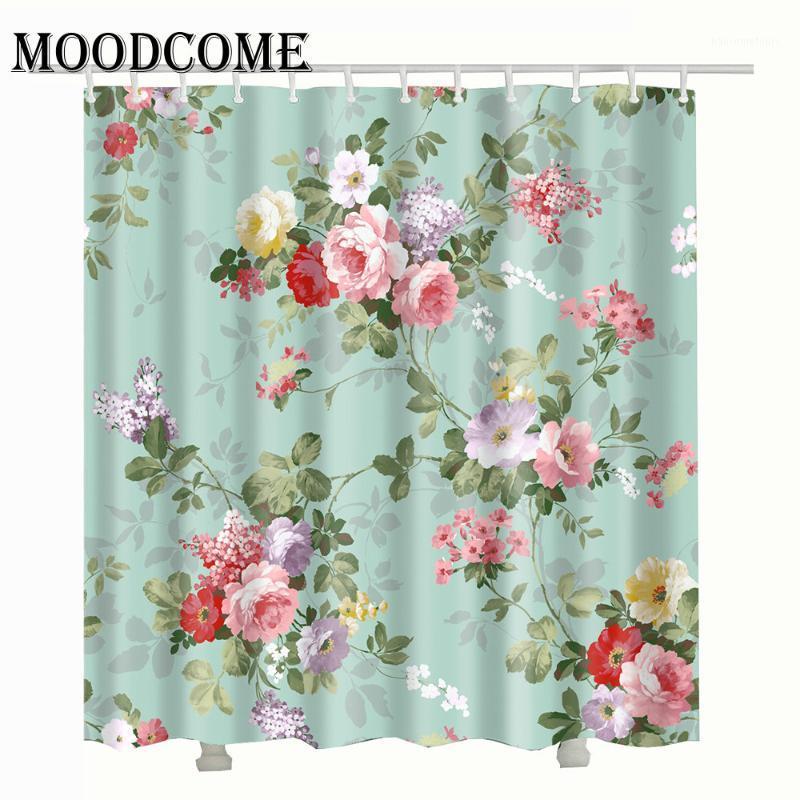 

rose flower shower curtain fabric waterproof rideau douche curtains for bathroom shower 3d floral bath curtain1