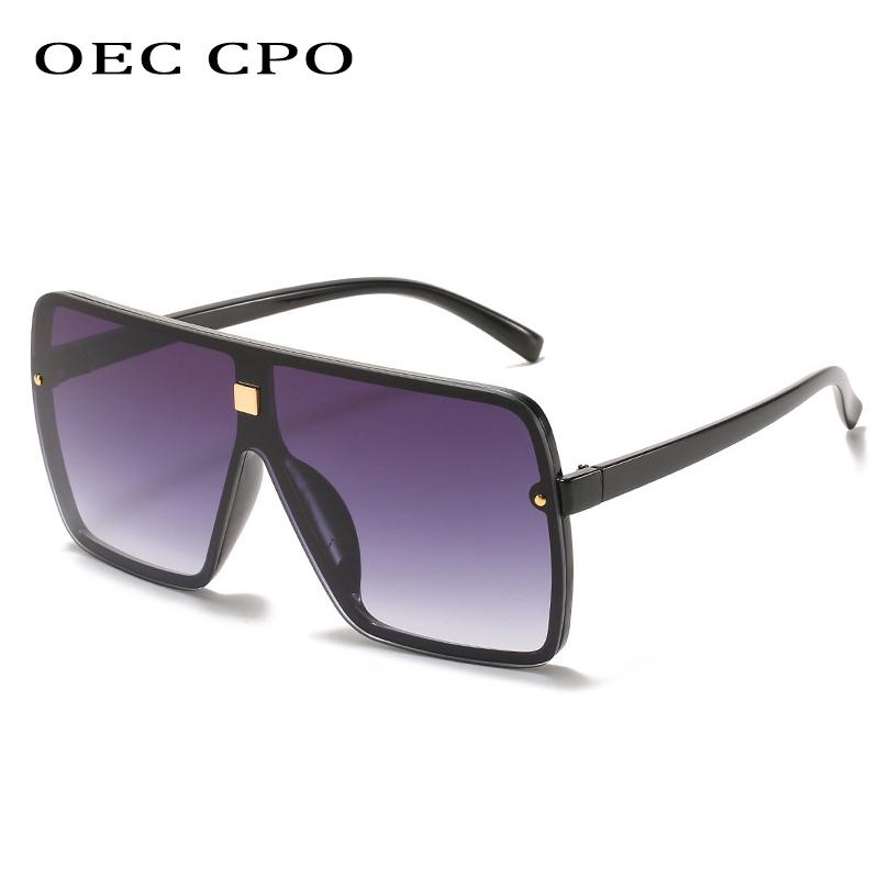 

New Oversized Black One Piece Sunglasses Women Fashion Brand Square Sunglasses Men Women Trendy Flat Top Lens Gradient Glasses