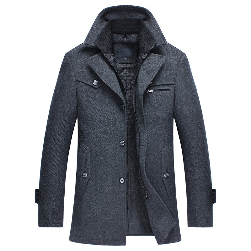Windbreaker Winter Wool Jackets Mens Casual Slim Fit Warm Outerwear Formal Fall Jacket Coat Male Coat Plus Size 5XL High Quality 201114