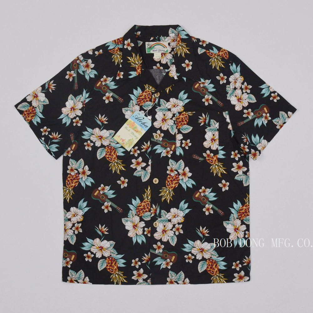 

pineapple tropical guitar short sleeeved unissex aloha t shirts AJU0, Blue
