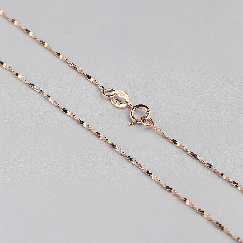 

0.8mm thickness Excellent Solid Sterling Silver Necklace Yellow Gold Rose Gold Chain Necklace Great Quality Last Forever