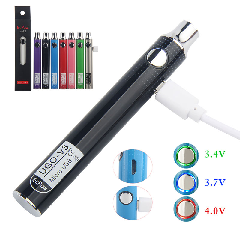

100% Original UGO V3 Vaporizer Battery 650mAh 900mAh Preheat 510 Thread USB Charger Vape Pen Kit For Thick Oil Cartridge