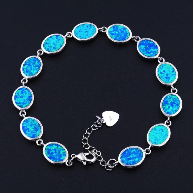 

Wholesale & Retail Oval Blue / White / Rainbow Fire Opal Chain Bracelets
