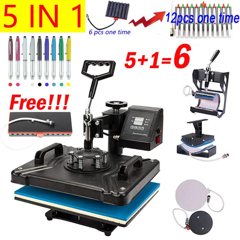 

5 in 1 Combo Heat Press Machine Sublimation Heat Press Transfer Machine For T shirt/Plate/MugBottle/Pen/Cap/Phone Case