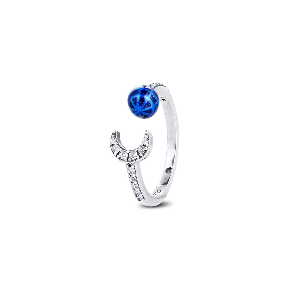 

Authentic 925 Sterling Silver Planet & Moon Rings for Women Wedding Engagement Ring Fine Jewelry Bague Femme W1231