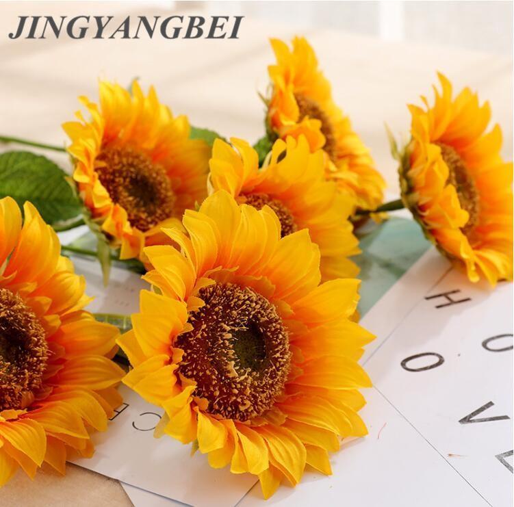 

45cm Single Sunflower Chrysanthemum Artificial Flower wedding silk flowers centerpieces fake table flower home decoration1, Orange