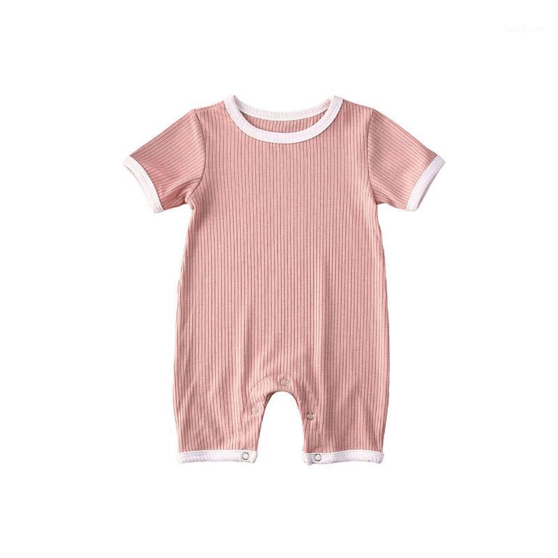 

2020 Baby Summer Clothing Infant Newborn Baby Boys Girls Ribbed Solid Romper Short Sleeve Jumpsuit1, Blue