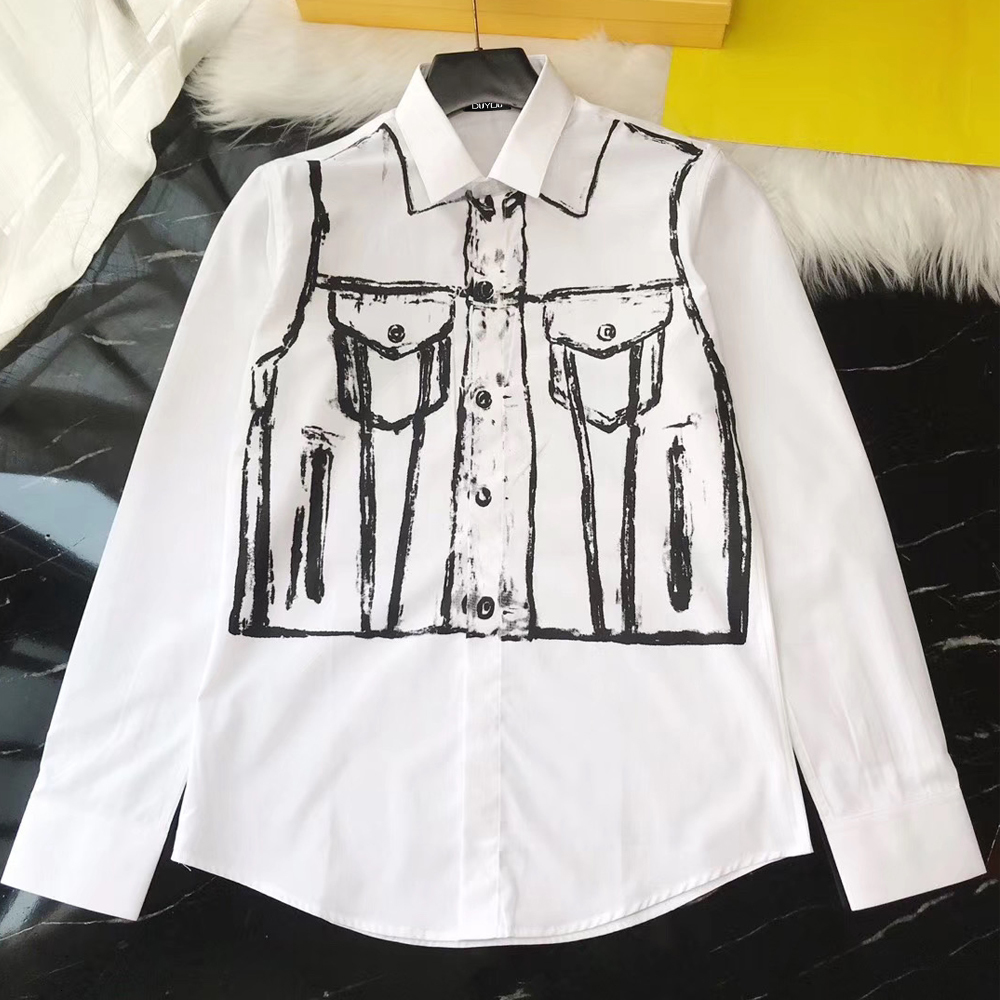 

Mens Cotton Dress Shirt Men Sketch Printed High Quality Slim Fit Casual Shirts Dy2324 Vv80, White