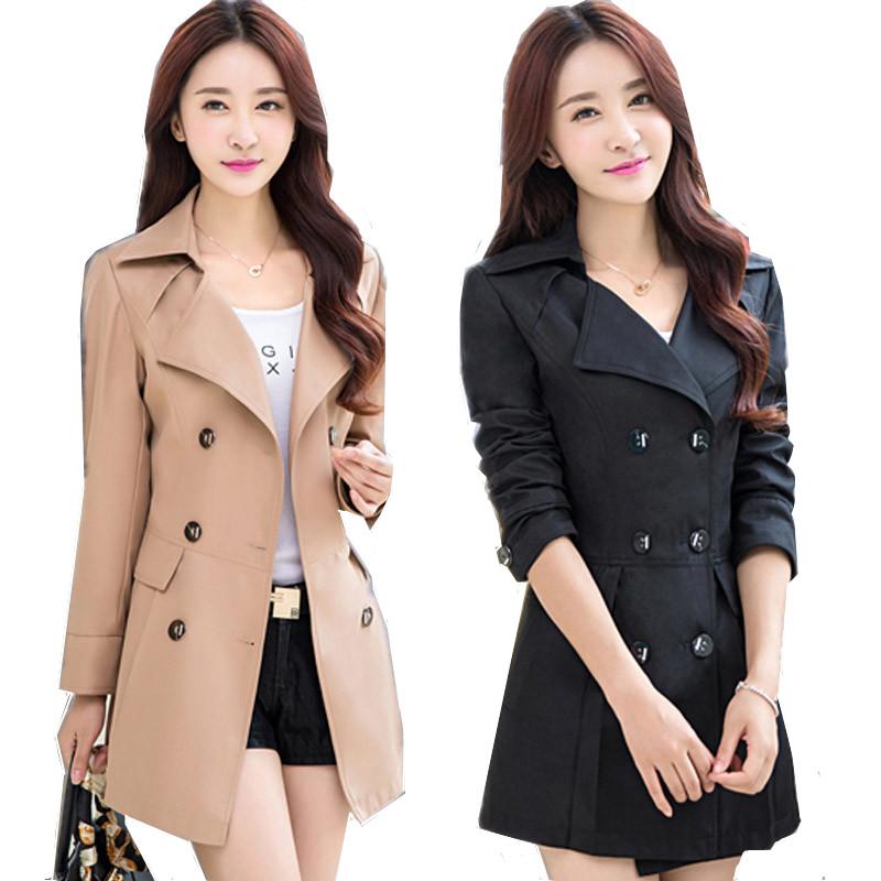 

Qpipsd2020 Spring Autumn Large Size Women Long Thin Windbreaker Ladies Double Breasted Solid Color Windbreaker Women Trench Coat, Brown