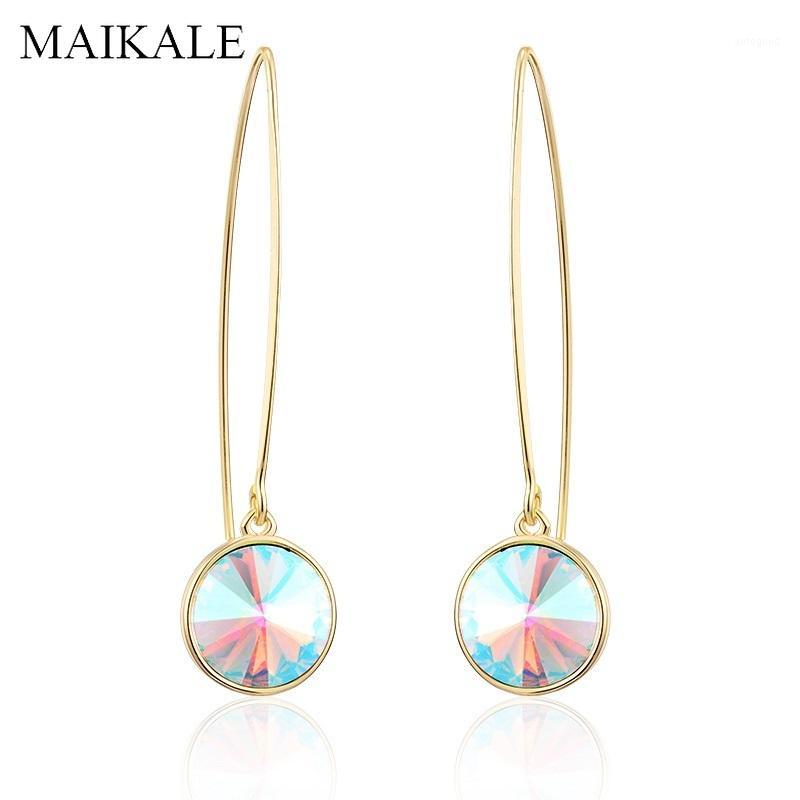 

Dangle & Chandelier MAIKALE Fashion Drop Earrings Round Austrian Crystal Rose Gold Long Earring Hooks For Women Jewelry Gift Brincos Bijoux1