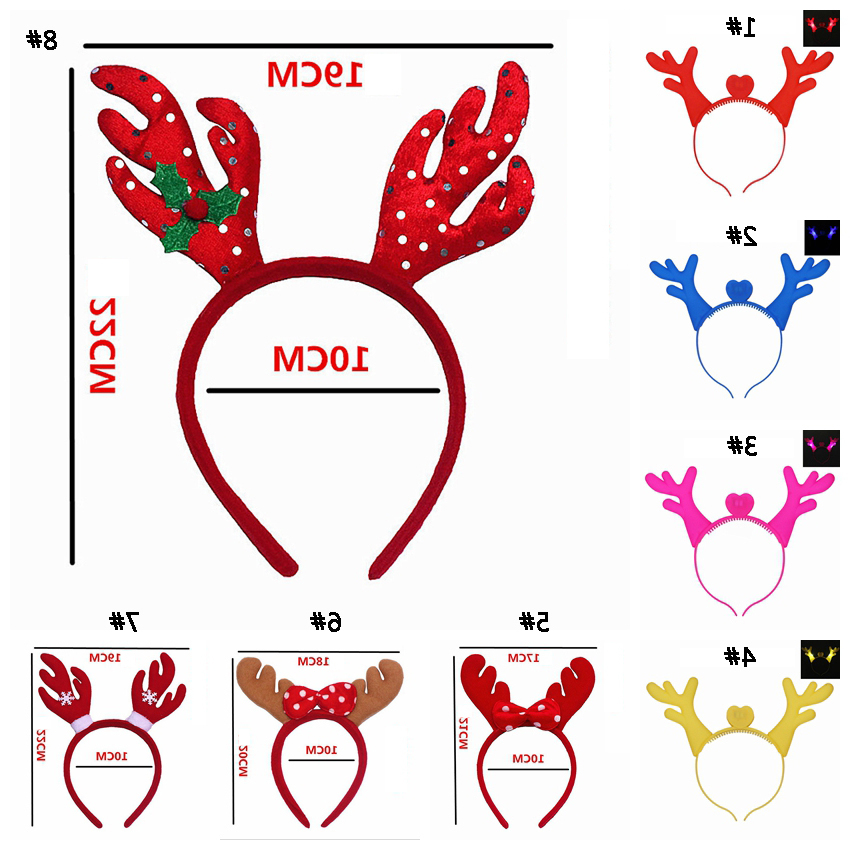 

Cute Christmas Headband Santa Snowman Bear Deer Horn Adult Kid Head Clasp Christmas Gift Xmas Glow Toy Christmas Hair Accessories Wholesale