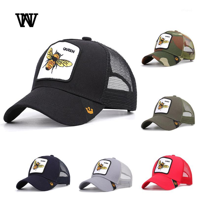 

Ball Caps Bee Embroidery Men's And Women's Baseball 2021 Mesh Snapback Adjustable Sunshade Hip Hop Summer Bone Dad Hats BQM-CZX91, Red
