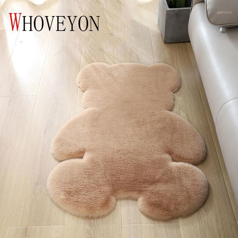 

Cartoon Bear Soft Faux Sheepskin Rug Carpet Imitation Warm Wool Carpet Bedroom Mat Bedroom Sofr Area Rugs1, Yellow
